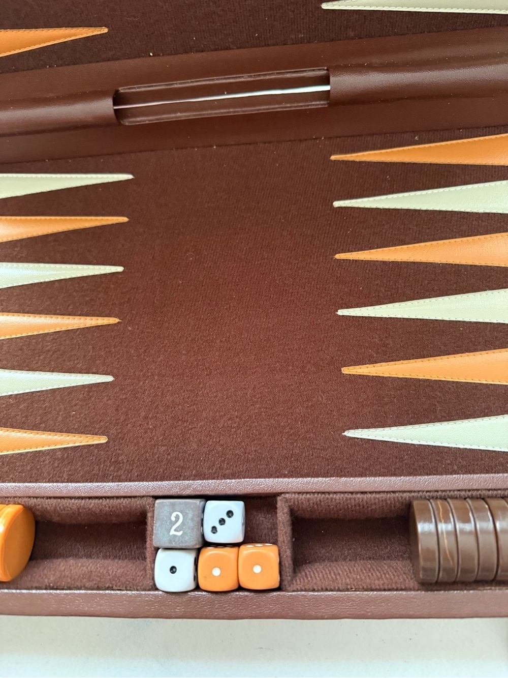 Vintage Backgammon Game Brown Leather Case Complete Original Instructions Great - Picture 5 of 12